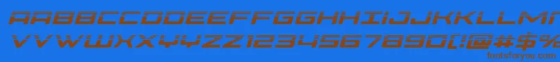 フォントPhoeniciahalfital – 茶色の文字が青い背景にあります。