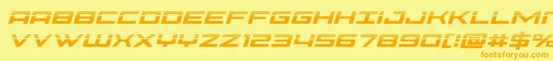Phoeniciahalfital-Schriftart – Orangefarbene Schriften auf gelbem Hintergrund