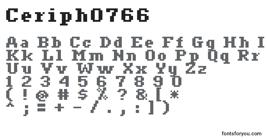 Czcionka Ceriph0766 – alfabet, cyfry, specjalne znaki