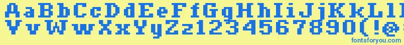 フォントCeriph0766 – 青い文字が黄色の背景にあります。