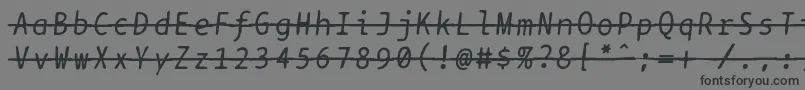 Bptypewritedamagedstrikethroughitalics-fontti – mustat fontit harmaalla taustalla