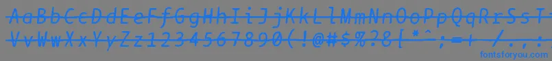 Bptypewritedamagedstrikethroughitalics Font – Blue Fonts on Gray Background