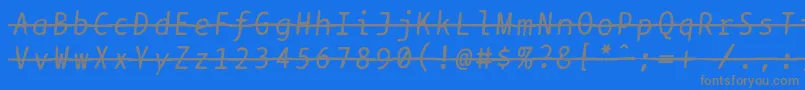 フォントBptypewritedamagedstrikethroughitalics – 青い背景に灰色の文字