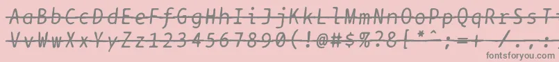 フォントBptypewritedamagedstrikethroughitalics – ピンクの背景に灰色の文字