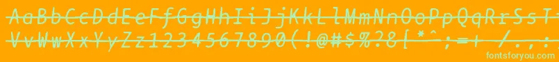 Шрифт Bptypewritedamagedstrikethroughitalics – зелёные шрифты на оранжевом фоне