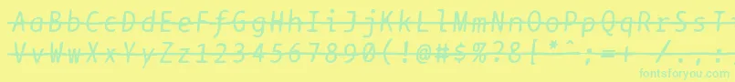 Bptypewritedamagedstrikethroughitalics Font – Green Fonts on Yellow Background