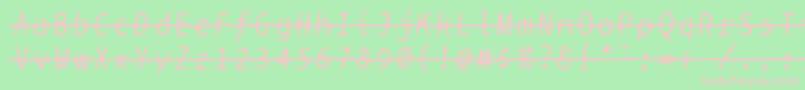 フォントBptypewritedamagedstrikethroughitalics – 緑の背景にピンクのフォント