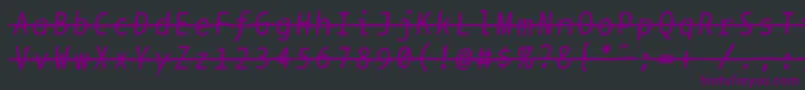 Шрифт Bptypewritedamagedstrikethroughitalics – фиолетовые шрифты на чёрном фоне