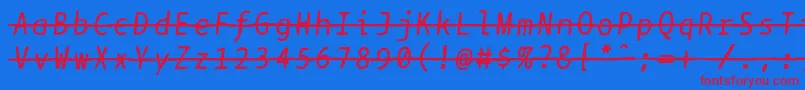 フォントBptypewritedamagedstrikethroughitalics – 赤い文字の青い背景