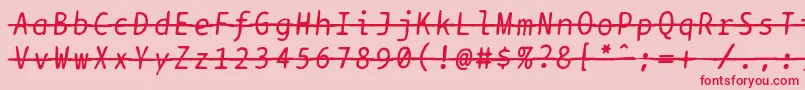 Police Bptypewritedamagedstrikethroughitalics – polices rouges sur fond rose
