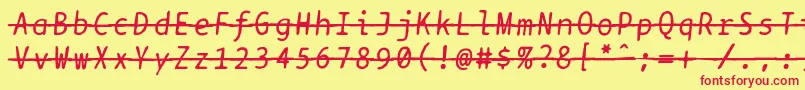 フォントBptypewritedamagedstrikethroughitalics – 赤い文字の黄色い背景