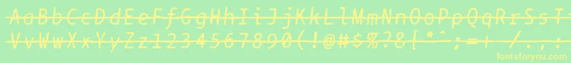 Bptypewritedamagedstrikethroughitalics Font – Yellow Fonts on Green Background