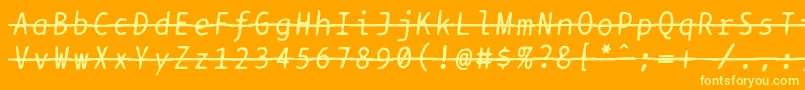 Шрифт Bptypewritedamagedstrikethroughitalics – жёлтые шрифты на оранжевом фоне