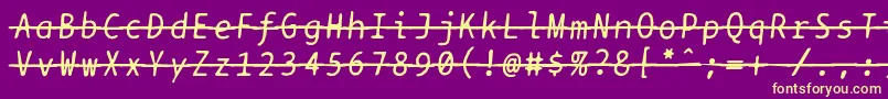 Bptypewritedamagedstrikethroughitalics Font – Yellow Fonts on Purple Background