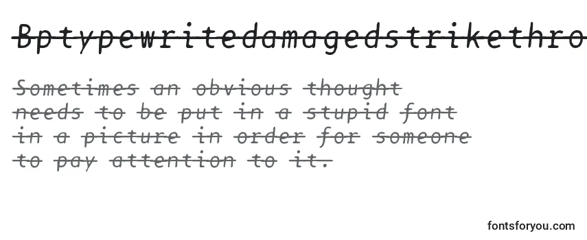 Schriftart Bptypewritedamagedstrikethroughitalics