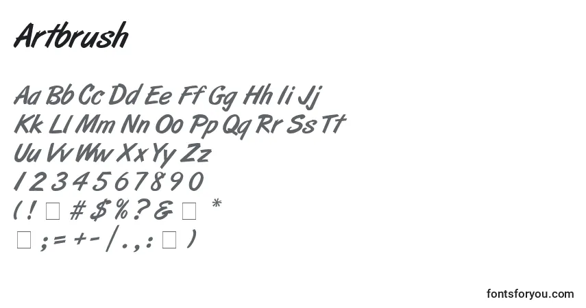 Artbrush-fontti – aakkoset, numerot, erikoismerkit