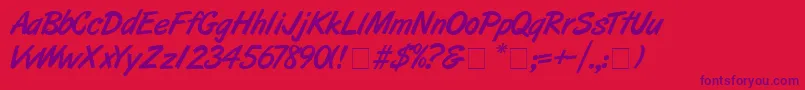 Artbrush-fontti – violetit fontit punaisella taustalla