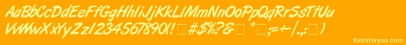 Artbrush-Schriftart – Gelbe Schriften auf orangefarbenem Hintergrund