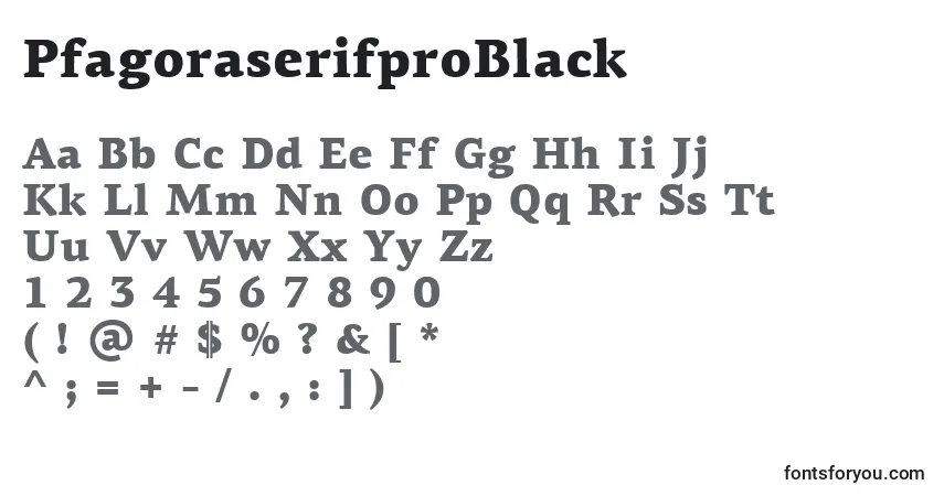 Schriftart PfagoraserifproBlack – Alphabet, Zahlen, spezielle Symbole