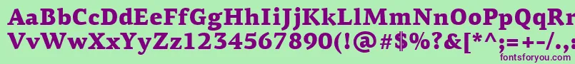 PfagoraserifproBlack Font – Purple Fonts on Green Background