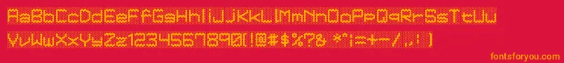 Honeycomb-Schriftart – Orangefarbene Schriften auf rotem Hintergrund