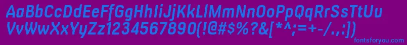 MilibusrgBolditalic-fontti – siniset fontit violetilla taustalla