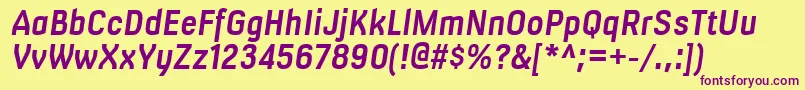 MilibusrgBolditalic-fontti – violetit fontit keltaisella taustalla