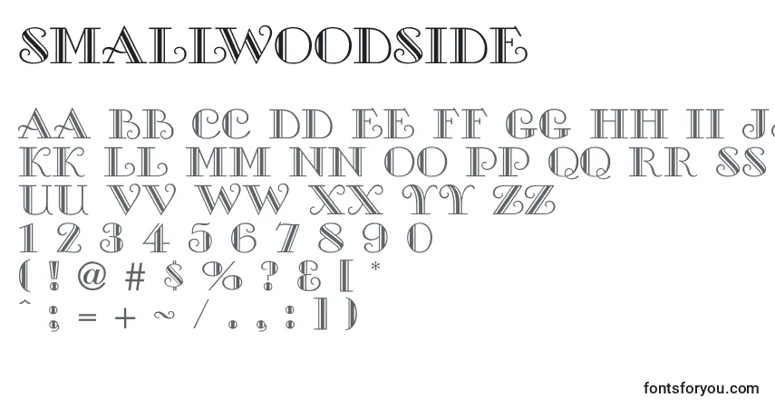 Czcionka Smallwoodside – alfabet, cyfry, specjalne znaki