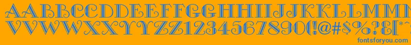 フォントSmallwoodside – オレンジの背景に青い文字