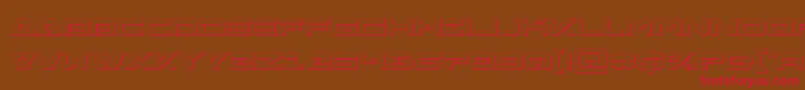 フォントFreeagentbold3D – 赤い文字が茶色の背景にあります。