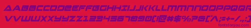 Strikelordcondital-Schriftart – Violette Schriften auf rotem Hintergrund