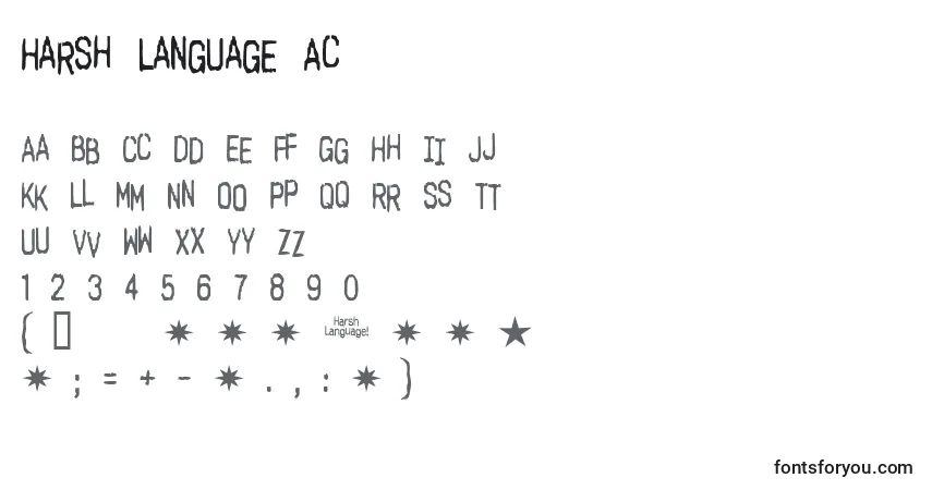 Fuente Harsh Language Ac - alfabeto, números, caracteres especiales