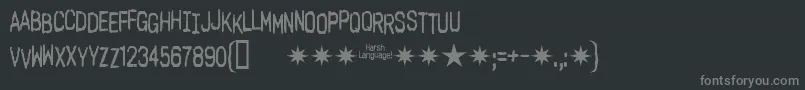 Harsh Language Ac-fontti – harmaat kirjasimet mustalla taustalla