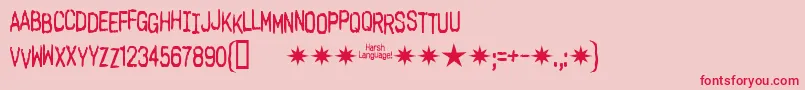 Fonte Harsh Language Ac – fontes vermelhas em um fundo rosa