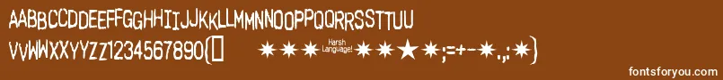 Czcionka Harsh Language Ac – białe czcionki na brązowym tle