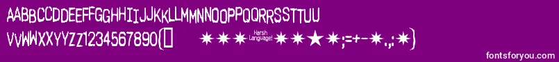 Fonte Harsh Language Ac – fontes brancas em um fundo violeta