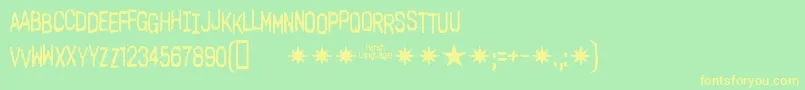 Harsh Language Ac-Schriftart – Gelbe Schriften auf grünem Hintergrund