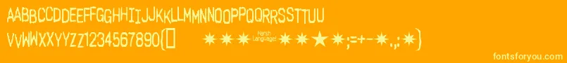 Fonte Harsh Language Ac – fontes amarelas em um fundo laranja