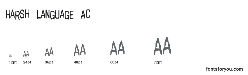 Größen der Schriftart Harsh Language Ac