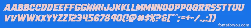 Dreadringerexpandital Font – Pink Fonts on Blue Background