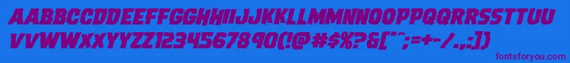 Dreadringerexpandital Font – Purple Fonts on Blue Background