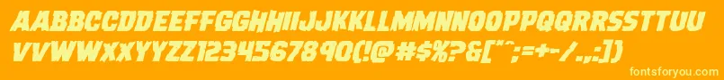 Dreadringerexpandital Font – Yellow Fonts on Orange Background