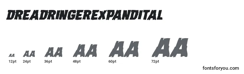 Размеры шрифта Dreadringerexpandital