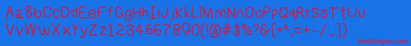Numbbunnysbd-Schriftart – Rote Schriften auf blauem Hintergrund