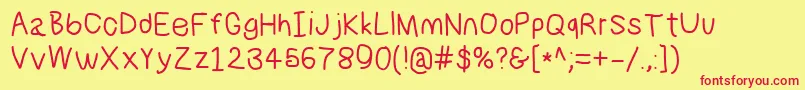 Numbbunnysbd Font – Red Fonts on Yellow Background