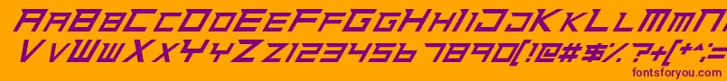 NinjaRush-Schriftart – Violette Schriften auf orangefarbenem Hintergrund