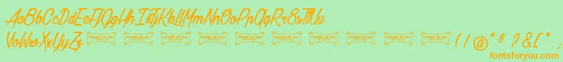 Baldaquin-Schriftart – Orangefarbene Schriften auf grünem Hintergrund