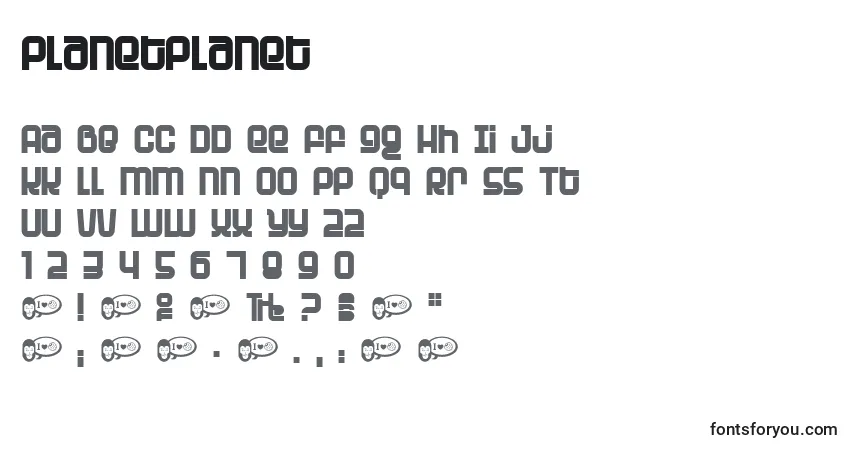 Fuente PlanetPlanet - alfabeto, números, caracteres especiales