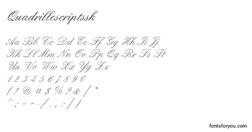 Шрифт Quadrillescriptssk – алфавит, цифры, специальные символы
