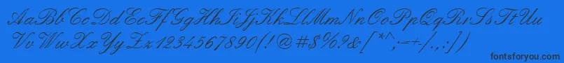 Fonte Quadrillescriptssk – fontes pretas em um fundo azul